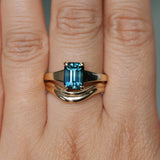 2.40ct Untreated Emerald Cut Madagascar Sapphire Low Profile 4 Prong Tapered Solitaire in 14k Yellow Gold
