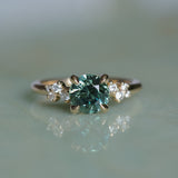 2.02ct Round Madagascar Sapphire and Diamond Starry Night Low Profile Solitaire in 14k Yellow Gold