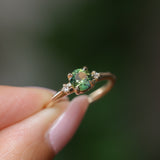 0.84ct Round Australian Parti Sapphire and Princess Cut Diamond Rapids Low Profile Ring in 14k Yellow Gold