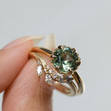 1.94ct Round Precision Cushion Cut Green Montana Sapphire Scallop Cup Solitaire in 14k Yellow Gold