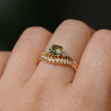 0.84ct Round Australian Parti Sapphire and Princess Cut Diamond Rapids Low Profile Ring in 14k Yellow Gold