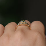 0.84ct Round Australian Parti Sapphire and Princess Cut Diamond Rapids Low Profile Ring in 14k Yellow Gold