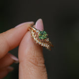 0.84ct Round Australian Parti Sapphire and Princess Cut Diamond Rapids Low Profile Ring in 14k Yellow Gold