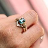 2.40ct Untreated Emerald Cut Madagascar Sapphire Low Profile 4 Prong Tapered Solitaire in 14k Yellow Gold