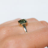2.40ct Untreated Emerald Cut Madagascar Sapphire Low Profile 4 Prong Tapered Solitaire in 14k Yellow Gold