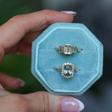 1.29ct Bezel Set Emerald Cut Untreated Montana Sapphire and Montana Sapphire Sides Three Stone Ring in 14k Yellow Gold