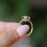 2.62ct Teal Green Emerald Cut Sapphire Low Profile Bezel Ring in 14k Yellow Gold