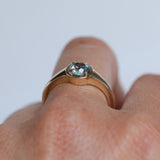 0.88ct Untreated Round Montana Sapphire Low Profile 4 Prong Signet Solitaire in 14k Yellow Gold