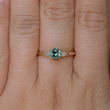 0.80ct Round Montana Sapphire and Princess Cut Diamond Rapids Low Profile Ring in 14k Yellow Gold
