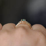 0.80ct Round Montana Sapphire and Princess Cut Diamond Rapids Low Profile Ring in 14k Yellow Gold
