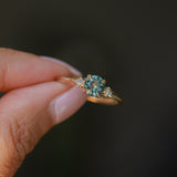 0.80ct Round Montana Sapphire and Princess Cut Diamond Rapids Low Profile Ring in 14k Yellow Gold