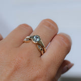 0.88ct Untreated Round Montana Sapphire Low Profile 4 Prong Signet Solitaire in 14k Yellow Gold