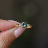 0.80ct Round Montana Sapphire and Princess Cut Diamond Rapids Low Profile Ring in 14k Yellow Gold