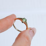 0.71ct Oval Green Precision Cut Montana Sapphire Low Profile 4 Prong Signet Solitaire in 14k Yellow Gold