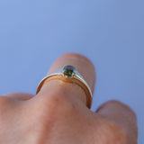 0.71ct Oval Green Precision Cut Montana Sapphire Low Profile 4 Prong Signet Solitaire in 14k Yellow Gold