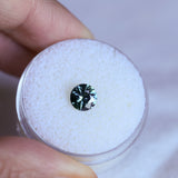0.94CT ROUND MADAGASCAR SAPPHIRE, TEAL BLUE GREEN WITH GREY, 5.9X3.4MM