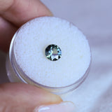 0.94CT ROUND MADAGASCAR SAPPHIRE, TEAL BLUE GREEN WITH GREY, 5.9X3.4MM
