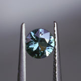0.94CT ROUND MADAGASCAR SAPPHIRE, TEAL BLUE GREEN WITH GREY, 5.9X3.4MM
