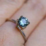 0.94CT ROUND MADAGASCAR SAPPHIRE, TEAL BLUE GREEN WITH GREY, 5.9X3.4MM