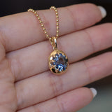 3.40ct Oval Madagascar Bicolor Sapphire 10 Prong Pendant in 14k Yellow Gold