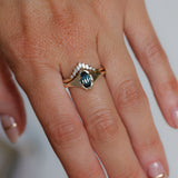 0.95ct Australian Marquise Sapphire Low Profile 4 Prong Signet Solitaire in 14k Yellow Gold