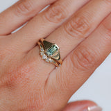 0.71ct Australian Emerald Cut Parti Sapphire Low Profile 4 Prong Signet Solitaire in 14k Yellow Gold