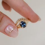 1.17ct Untreated Cushion Blue Madagascar Sapphire Low Profile 4 Prong Signet Solitaire in 14k Yellow Gold