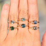 0.91ct Untreated Round White Montana Sapphire and Princess Cut Diamond Rapids Low Profile Ring in 14k Yellow Gold