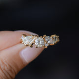 Mixed Shape Natural Diamond Cluster Ring in 18k Yellow Gold