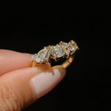 Mixed Shape Natural Diamond Cluster Ring in 18k Yellow Gold