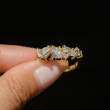 Mixed Shape Natural Diamond Cluster Ring in 18k Yellow Gold