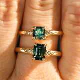 1.08ct Cushion Cut Parti Sapphire Low Profile Four Prong Spring Bloom Solitaire in 14k Yellow Gold