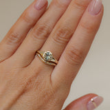 0.85ct Bicolor Round Montana Sapphire Low Profile 4 Prong Signet Solitaire in 14k Yellow Gold