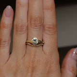 0.85ct Bicolor Round Montana Sapphire Low Profile 4 Prong Signet Solitaire in 14k Yellow Gold