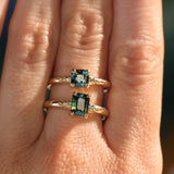 1.08ct Cushion Cut Parti Sapphire Low Profile Four Prong Spring Bloom Solitaire in 14k Yellow Gold