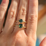 1.08ct Cushion Cut Parti Sapphire Low Profile Four Prong Spring Bloom Solitaire in 14k Yellow Gold