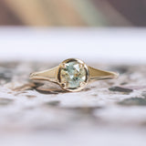 0.85ct Bicolor Round Montana Sapphire Low Profile 4 Prong Signet Solitaire in 14k Yellow Gold