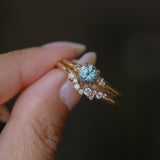 0.81ct Blue Montana Sapphire and Princess Cut Diamond Rapids Low Profile Ring in 14k Yellow Gold