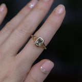 1.36ct Unique Cushion Cut Grey Champagne Diamond Split Shank Bezel Set Ring in 14k Yellow Gold