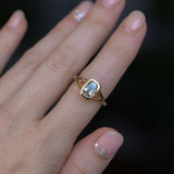 1.36ct Unique Cushion Cut Grey Champagne Diamond Split Shank Bezel Set Ring in 14k Yellow Gold