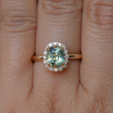 1.53ct Parti Cushion Untreated Madagascar Sapphire Antique-Style Diamond Halo Ring in 14k Yellow Gold