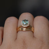 1.53ct Parti Cushion Untreated Madagascar Sapphire Antique-Style Diamond Halo Ring in 14k Yellow Gold