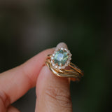 1.53ct Parti Cushion Untreated Madagascar Sapphire Antique-Style Diamond Halo Ring in 14k Yellow Gold