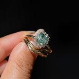 1.53ct Parti Cushion Untreated Madagascar Sapphire Antique-Style Diamond Halo Ring in 14k Yellow Gold