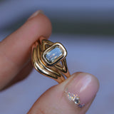 1.36ct Unique Cushion Cut Grey Champagne Diamond Split Shank Bezel Set Ring in 14k Yellow Gold