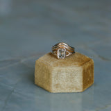 1.36ct Unique Cushion Cut Grey Champagne Diamond Split Shank Bezel Set Ring in 14k Yellow Gold
