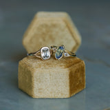 1.36ct Unique Cushion Cut Grey Champagne Diamond Split Shank Bezel Set Ring in 14k Yellow Gold