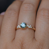 1.01ct Light Teal Montana Sapphire and Diamond Starry Night Low Profile Solitaire in 14k Yellow Gold