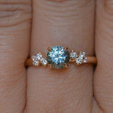 1.01ct Light Teal Montana Sapphire and Diamond Starry Night Low Profile Solitaire in 14k Yellow Gold
