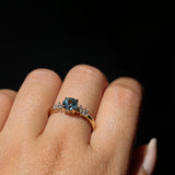 1.01ct Light Teal Montana Sapphire and Diamond Starry Night Low Profile Solitaire in 14k Yellow Gold